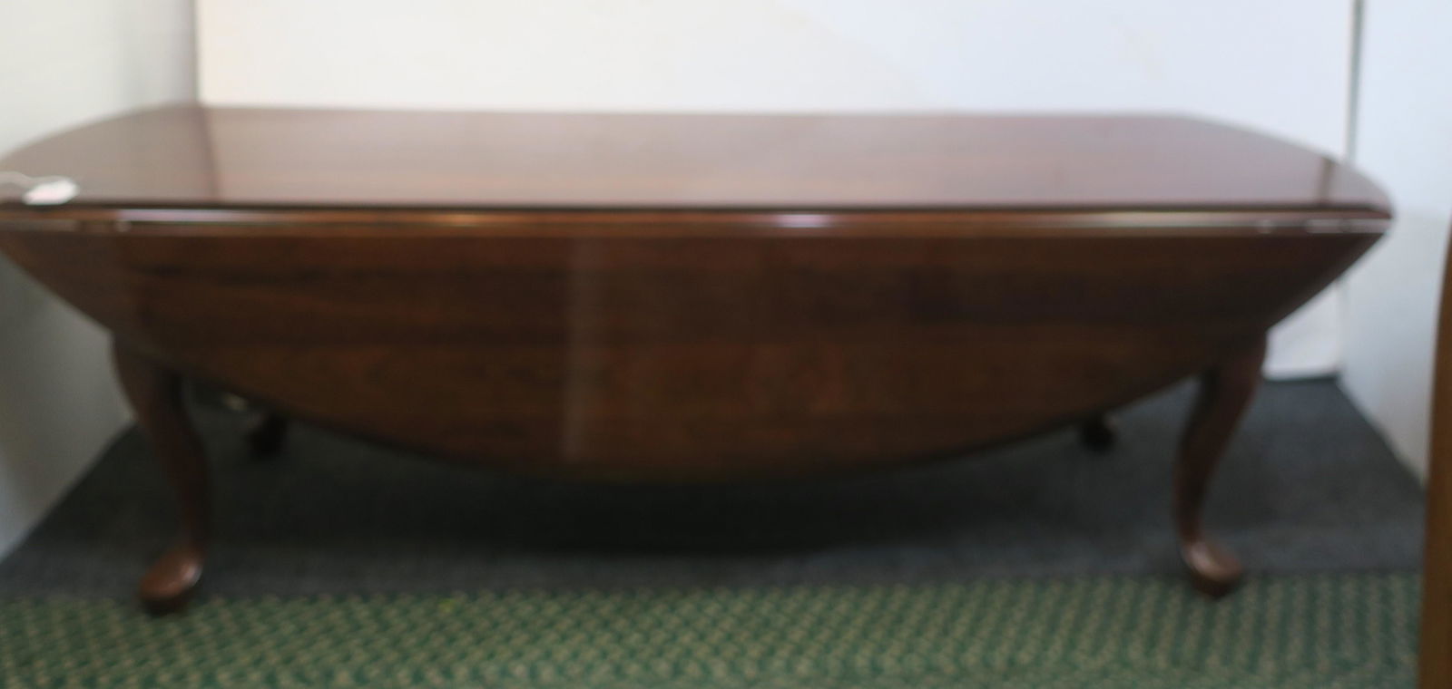 Mahogany Drop Leaf Low Oval Table: (1 of 3)
