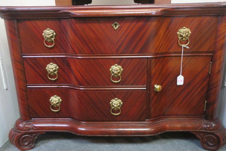 Three Drawer Mahogany Chest w/Lion Head Pulls: (1 of 4)