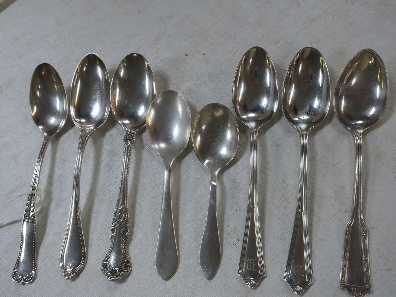 Seven Assorted Sterling Silver Spoons: (1 of 3)