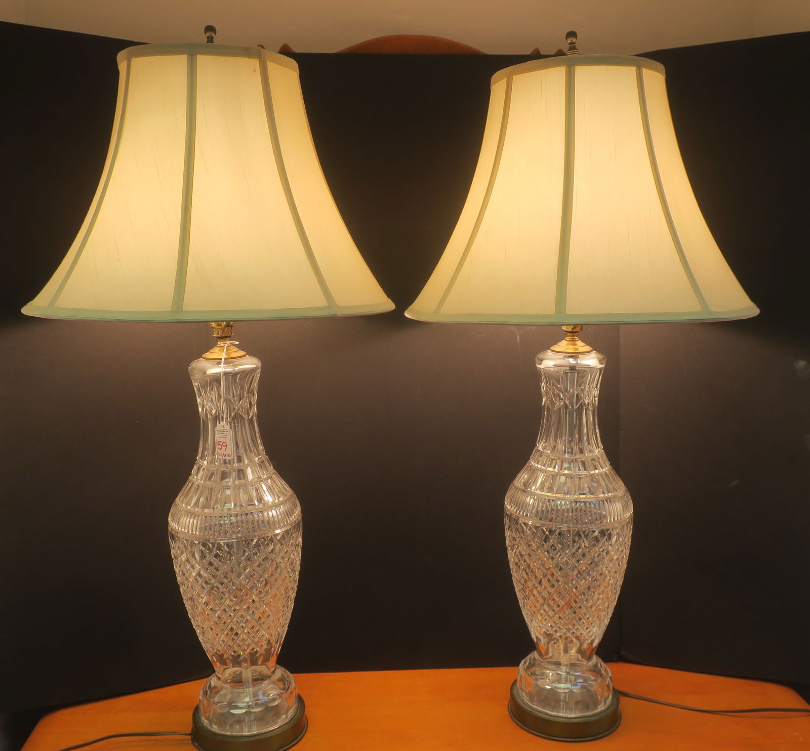 Pair Vintage WATERFORD "Tramore" Crystal Table Lamps: (1 of 3)