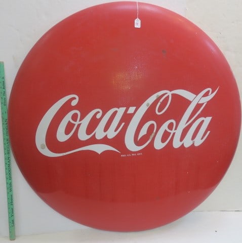 RARE Classic Large 48" Diameter COCA COLA Button Sign: (1 of 3)