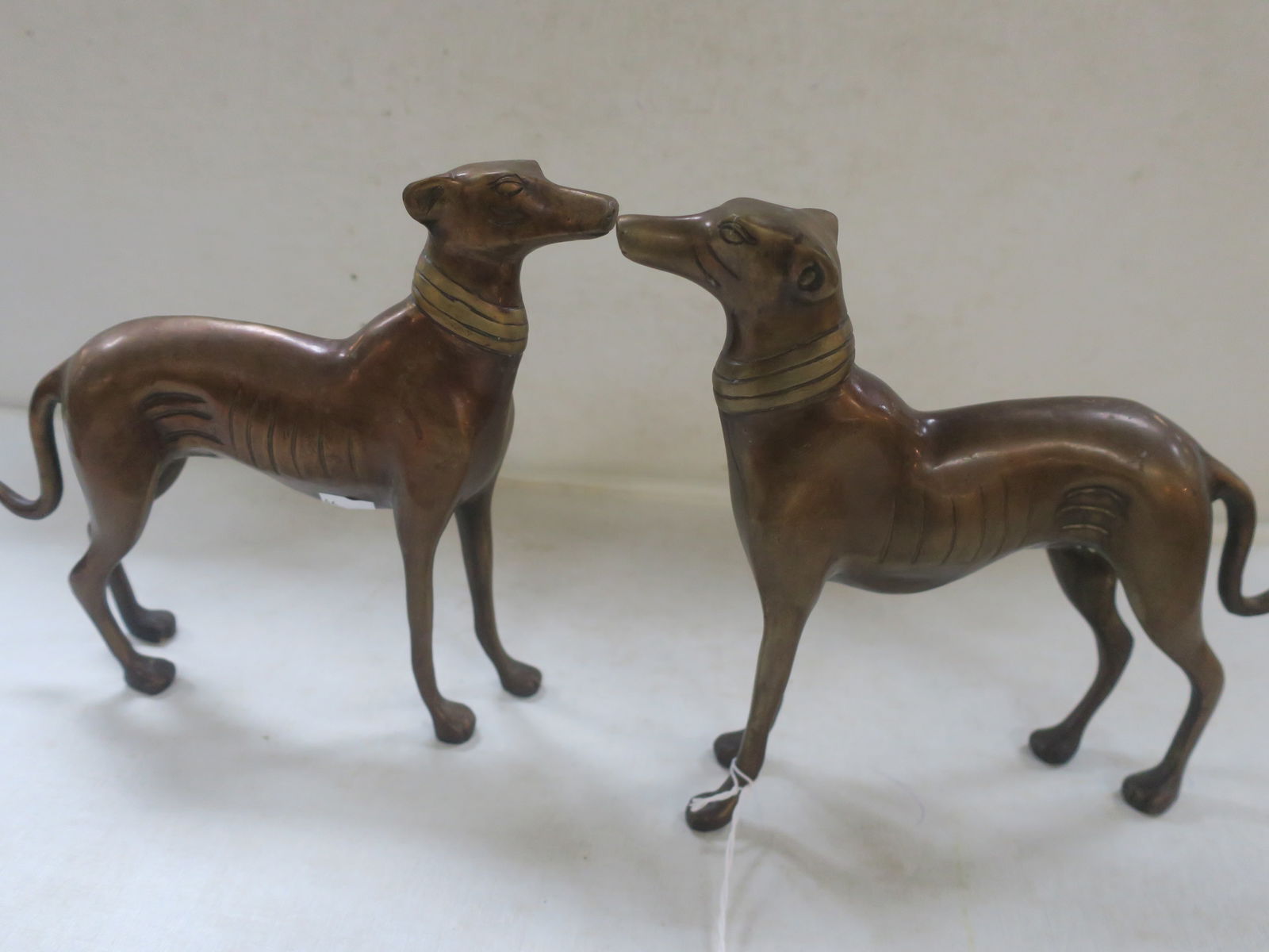 Pair of Vintage Hollow Cast Bronze Greyhound Statues: (1 of 5)