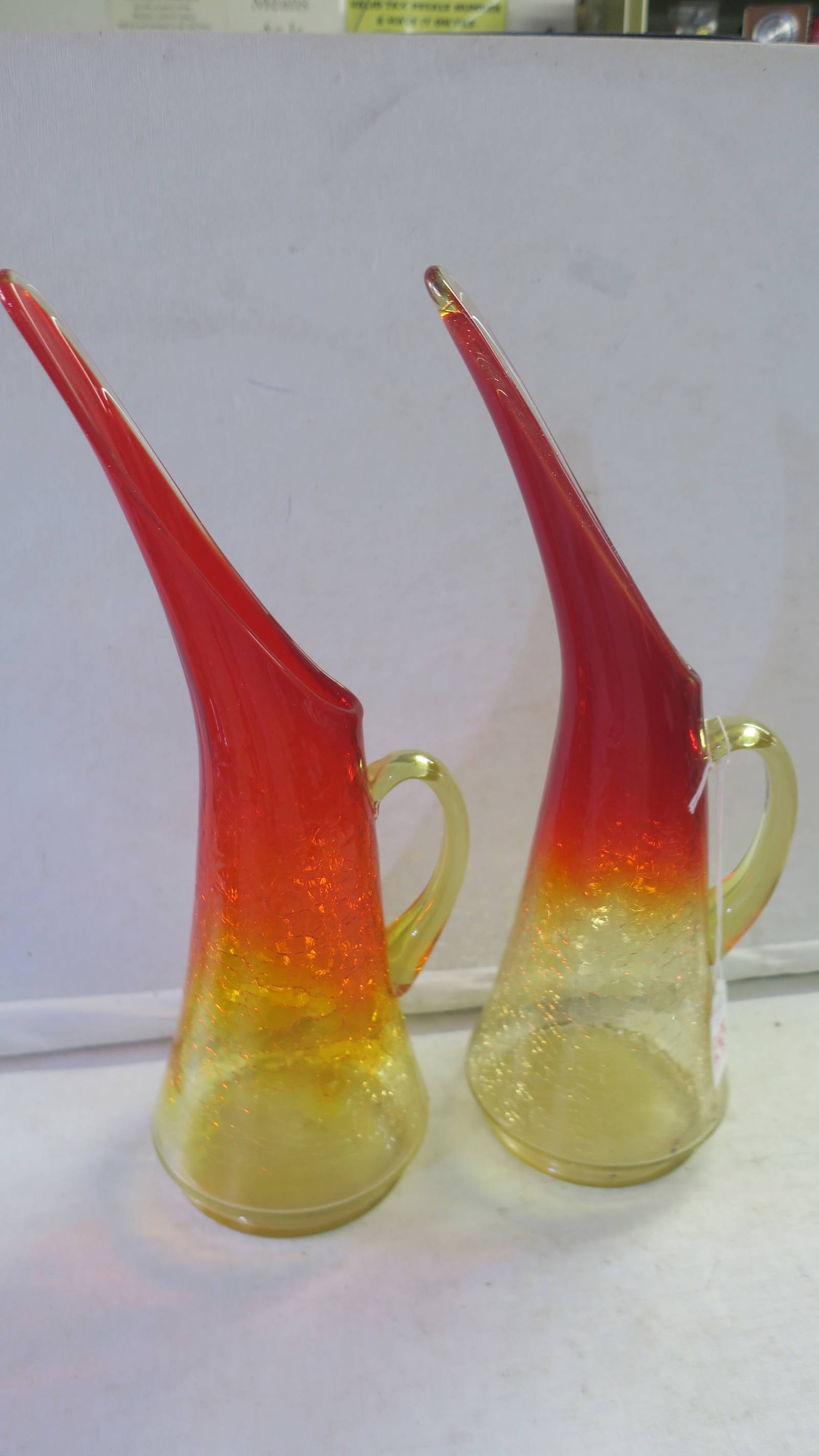 Pair Of Kanawha Amberina Pitchers Auction
