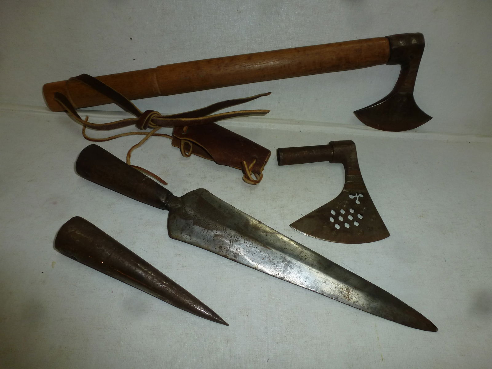 Viking Style Fighting Axes and Spear Point and Haft: (1 of 4)