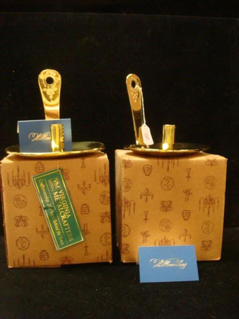 Pair of VIRGINIA METALCRAFTERS Brass Candle Sconces: Pair of VIRGINIA METALCRAFTERS Brass Candle Sconces: (60-120)