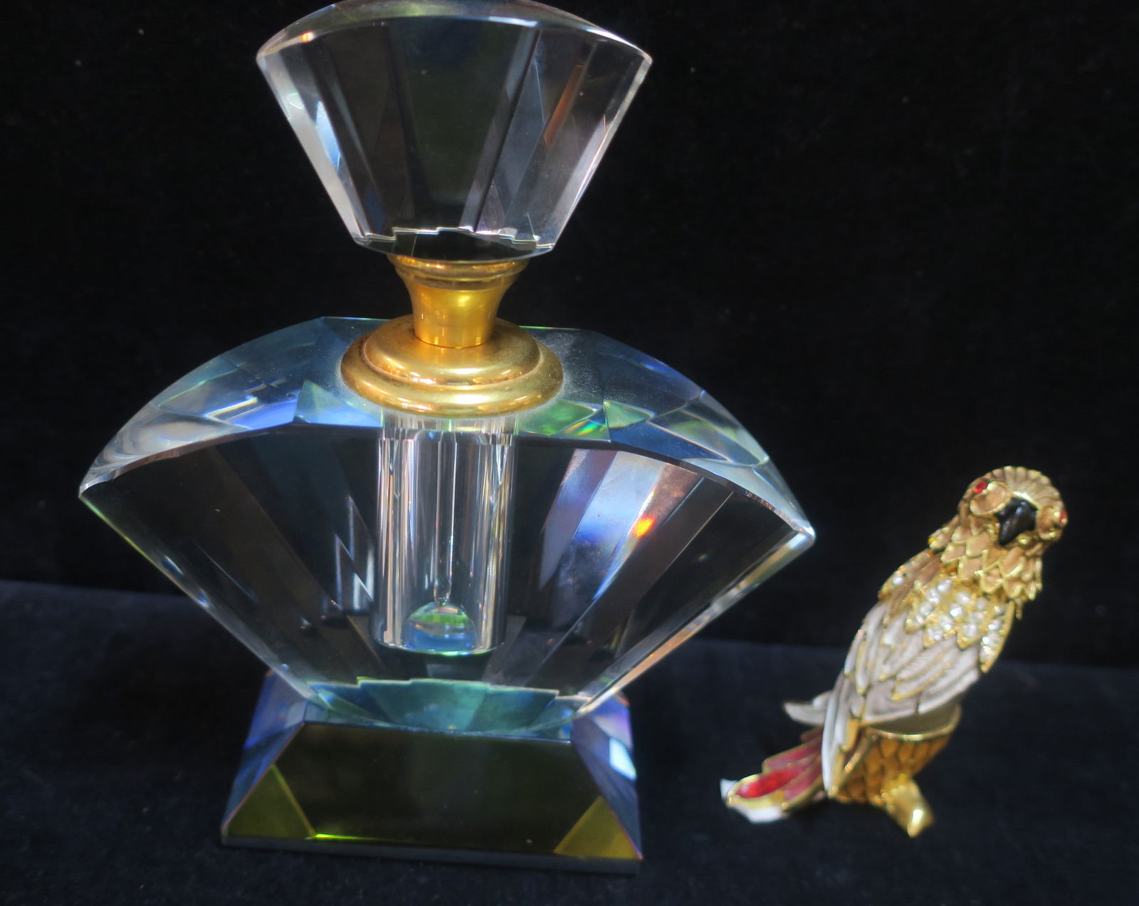 Crystal Art Deco Style and Parrot Perfume Bottles: (1 of 3)