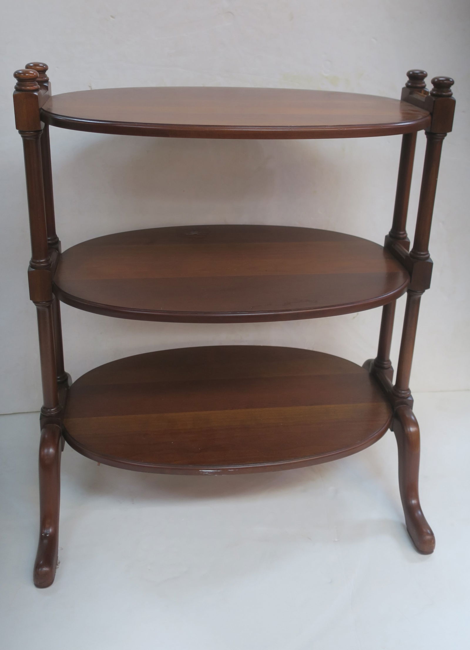 Small Oval Cherry Three Tier Table: (1 of 3)