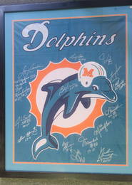 RARE Autographed 1972 Undefeated Dolphins Banner: