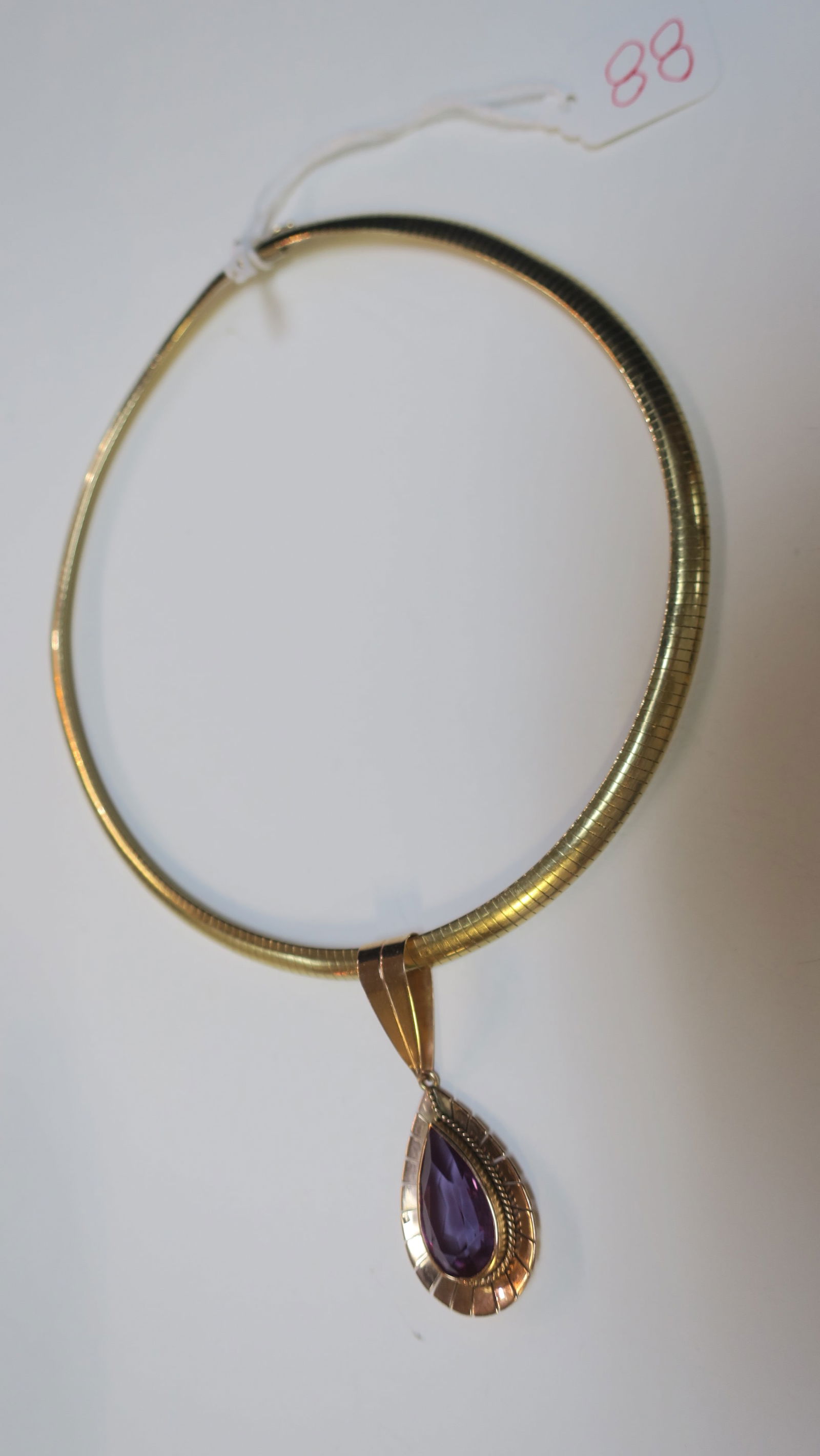 14kt Gold Omega Choker with Amethyst Pendant: (1 of 3)