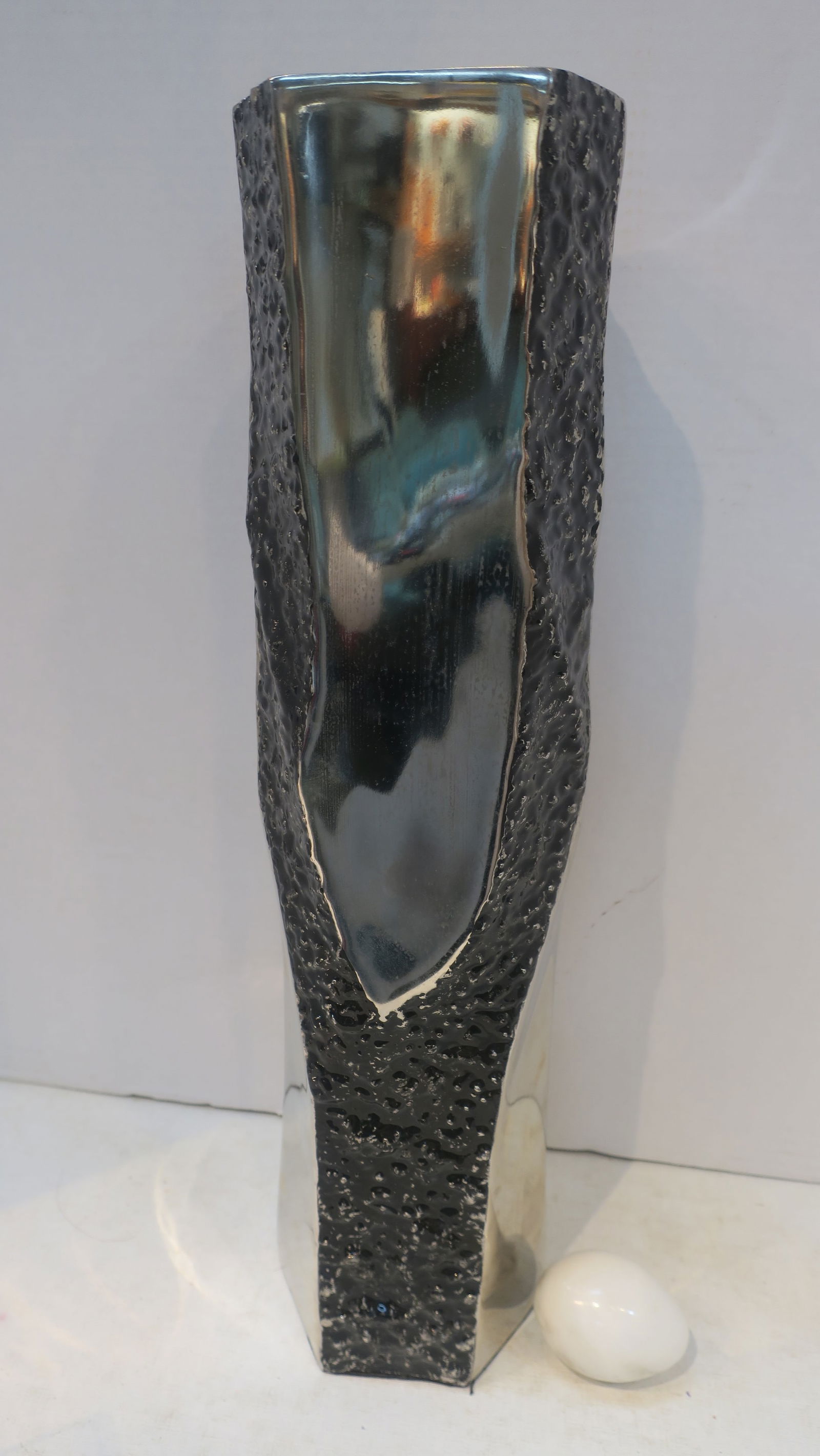 Cast Aluminum Brutalist Faceted Vase: (1 of 3)