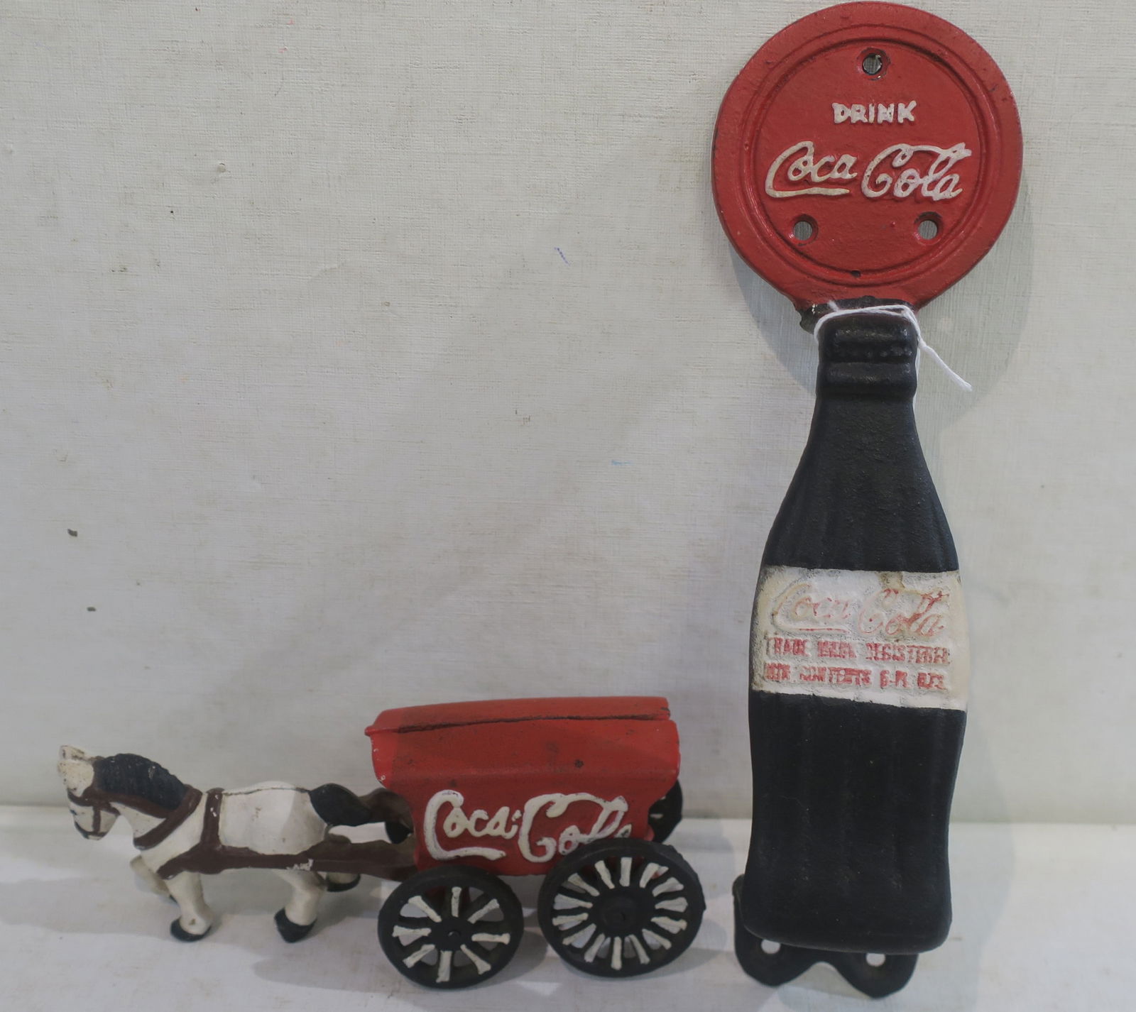 Vintage COKE Iron Door Handle and Horse Drawn Wagon: (1 of 4)