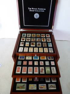 PCS THE NATIVE AMERICAN STAMP COLLECTION:: Postal Commemorative Society THE NATIVE AMERICAN STAMP COLLECTION: In Attractive Wooden Chest, Seventy-Five US Postal Stamps Related to Native Americans from Will Rogers to Indian Art, Baskets, Blanke