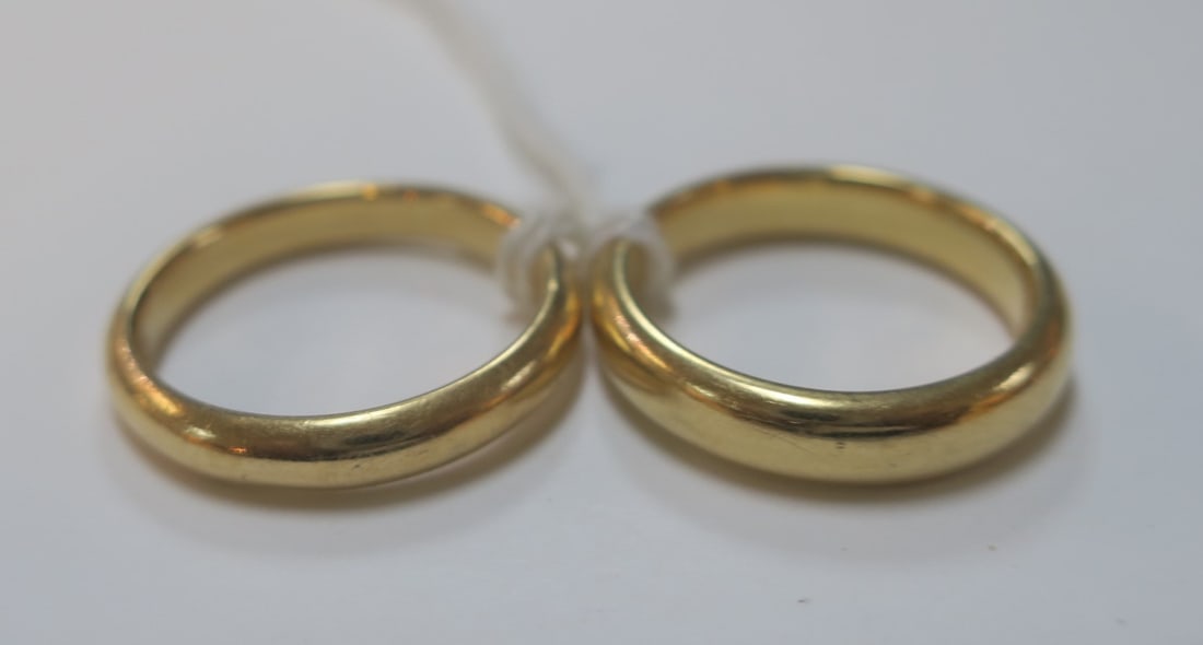 Two Traditional 18KT Yellow Gold Wedding Bands: (1 of 2)