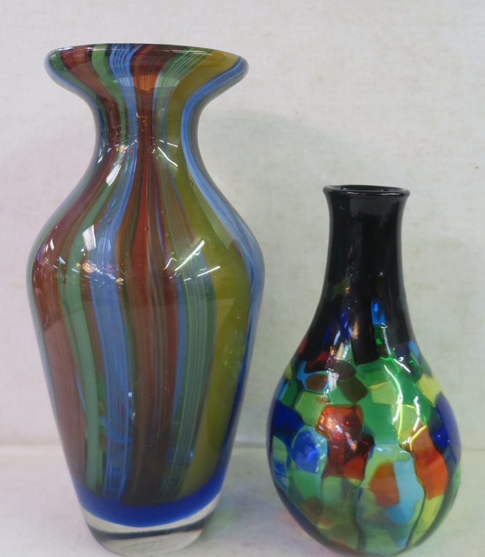 Two Colorful Art Glass Vases: (1 of 6)