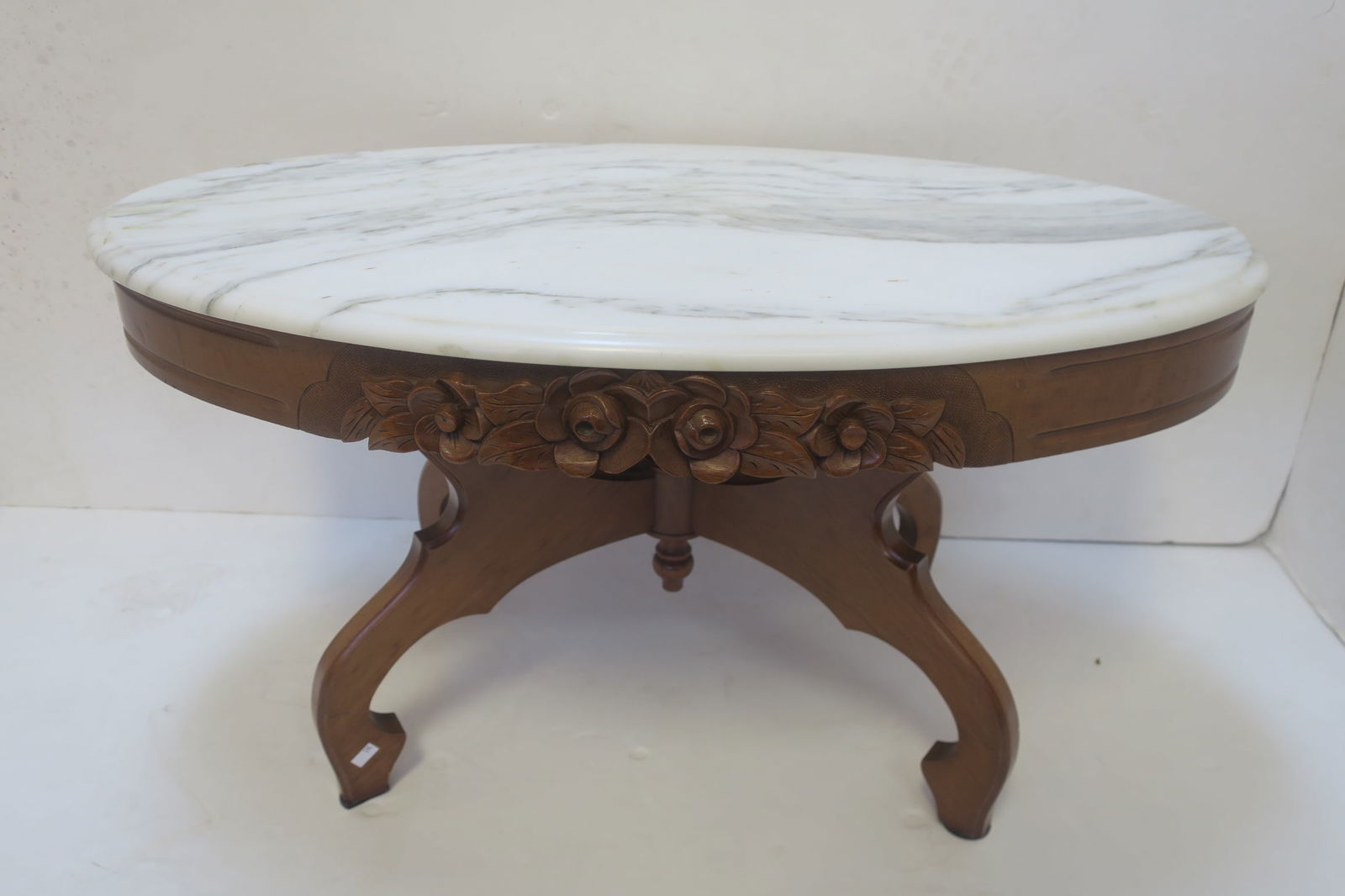 Oval Marble Top Cocktail Table on Open Base: (1 of 3)