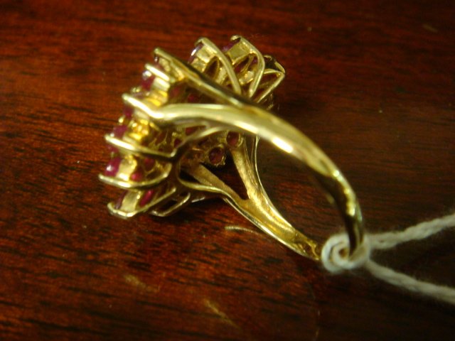 Ruby Cluster Dinner Ring in 10K Setting - 2