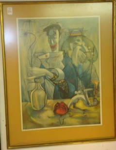 Signed MORETTI Clown Lithograph: Signed MORETTI Clown Lithograph: Raymond Moretti, 1931-2005. French Listed Artist, Known for Color and Abstract Design. Sculptor, Illustrator, Painter, Postage Stamp Artist. Designed Most Expensive Wa