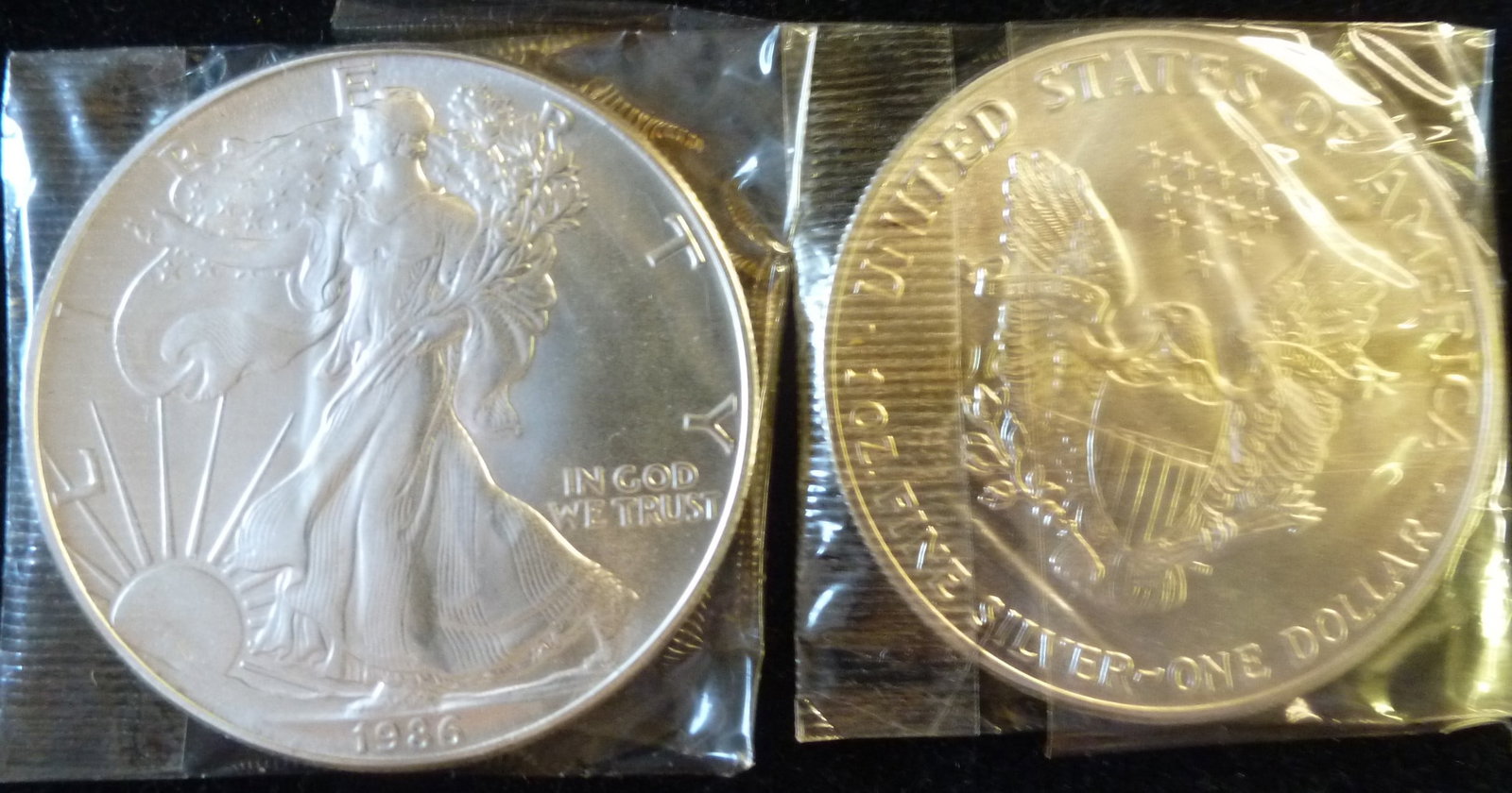 Two 1986 AMERICAN EAGLE .999 SILVER BULLION COINS: (1 of 2)