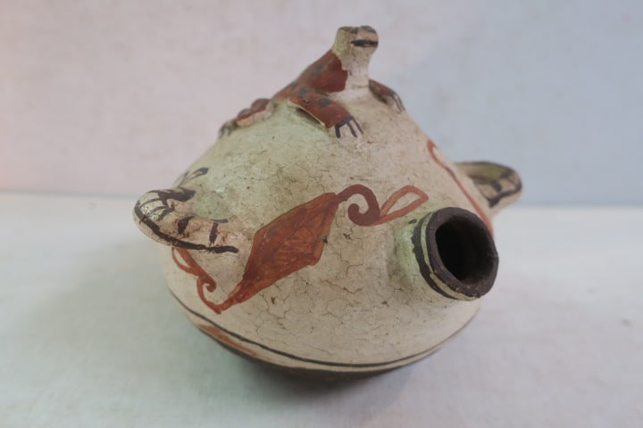 ZUNI PUEBLO Southwest Polychrome Pottery Canteen: (1 of 5)