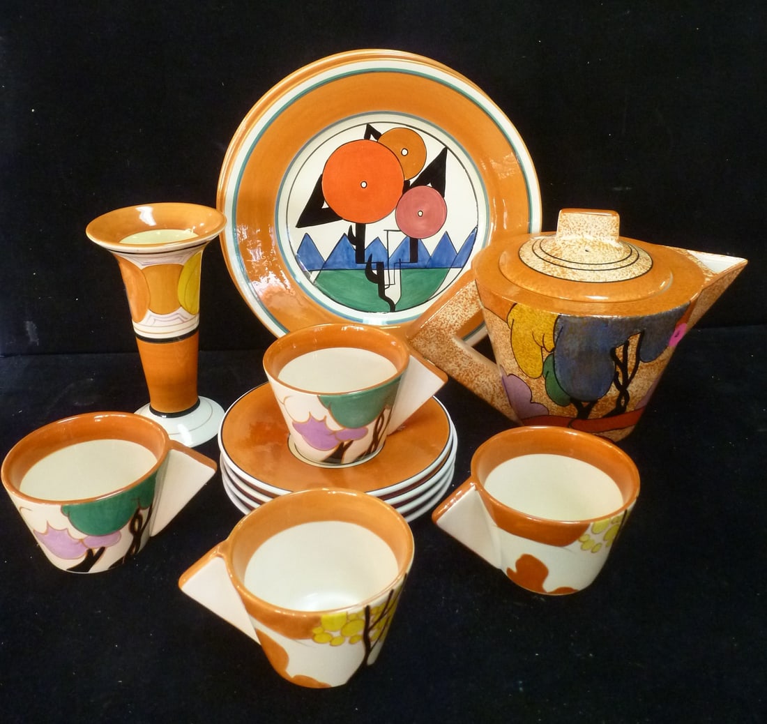 Mma Ceramic Teapot, Cups, Saucers, Plates & Vase Auction