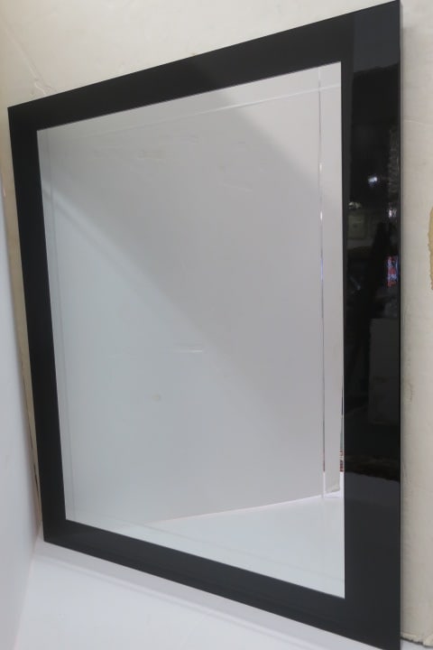 Striking Black Framed Mid Century Modern Mirror: (1 of 2)