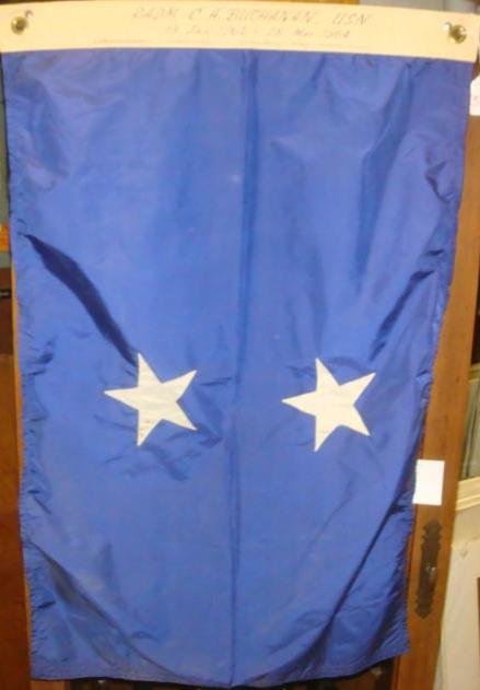 Rear Admiral Flag of Charles A Buchanan CA 1964:: Rear Admiral Flag of Charles A Buchanan CA 1964: Buchanan was Fleet Navigator for US Navy in Battles of Sicily, Salerno, Kwajalein and Iwo Jima. Commanded Destroyer Sqn. in Battles with Kamikazes at O