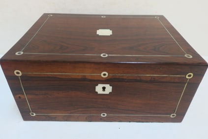 Victorian Rosewood Sewing or Letter Box with MOP: