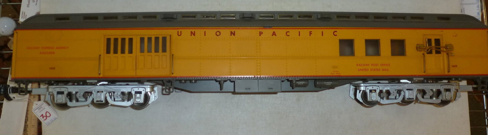 G Scale Model Train UNION PACIFIC BAGGAGE CAR #1608: (1 of 3)