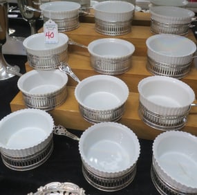 12 J.E. CALDWELL Sterling Custard Cup Holders w/Cups: