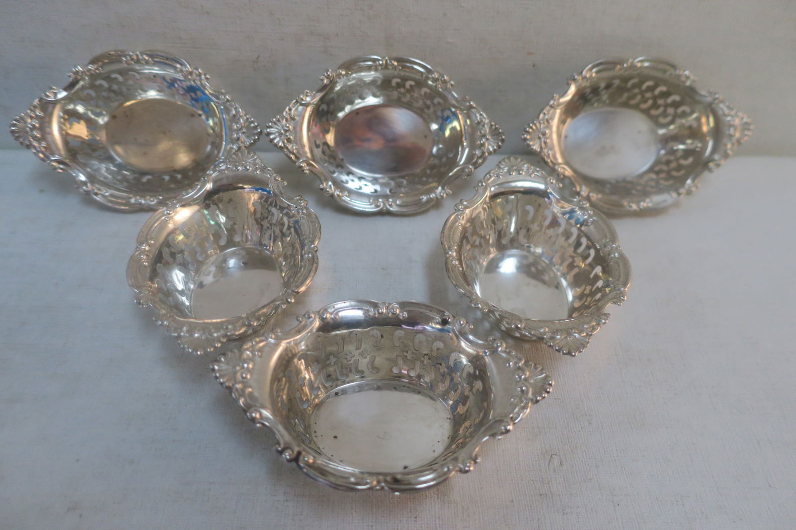 Six BIRKS "Pompadour" Sterling Nut Bowls: (1 of 4)