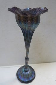 Unusual SAUL ALCARAZ Purple and Blue Luster Tall Vase: