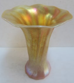 Signed Gold Aurene Art Glass Vase: