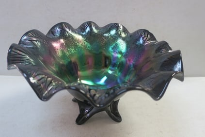 JOE DEANDA Iridescent Glass Footed Bowl: