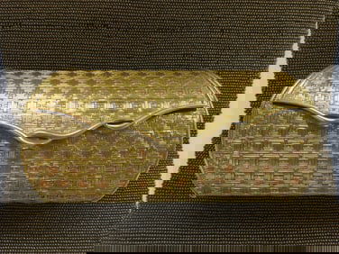 18 KT Gold Evening Clutch Purse, Thatch Weave Design: