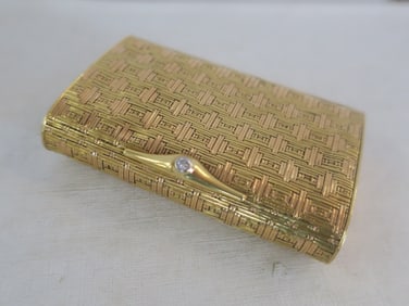 18 KT Gold Cigarette/Lipstick Clutch with Diamond: