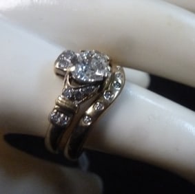 Diamond 14Kt Irish Wedding Ring Set: