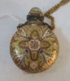 19th C English Victorian HP Sterling Scent Flask: