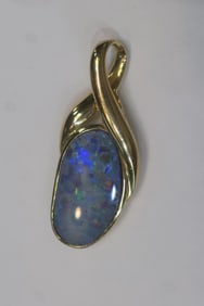 14KT Gold and Boulder Opal Pendant: