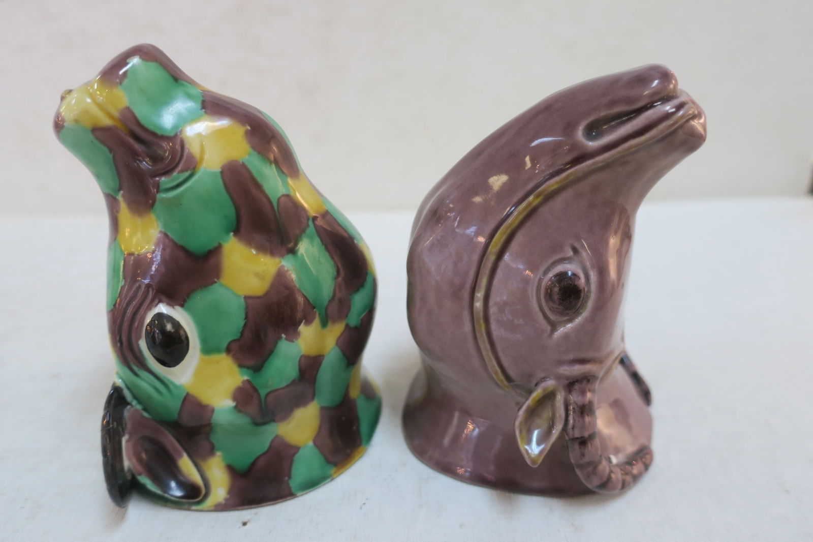 Two Chinese Water Buffalo Stirrup Cups: (1 of 4)