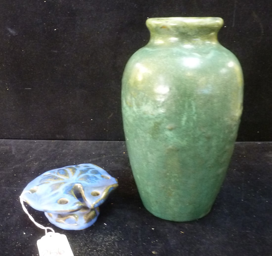 FULPER Arts & Crafts Pottery Vase and Flower Frog: (1 of 5)