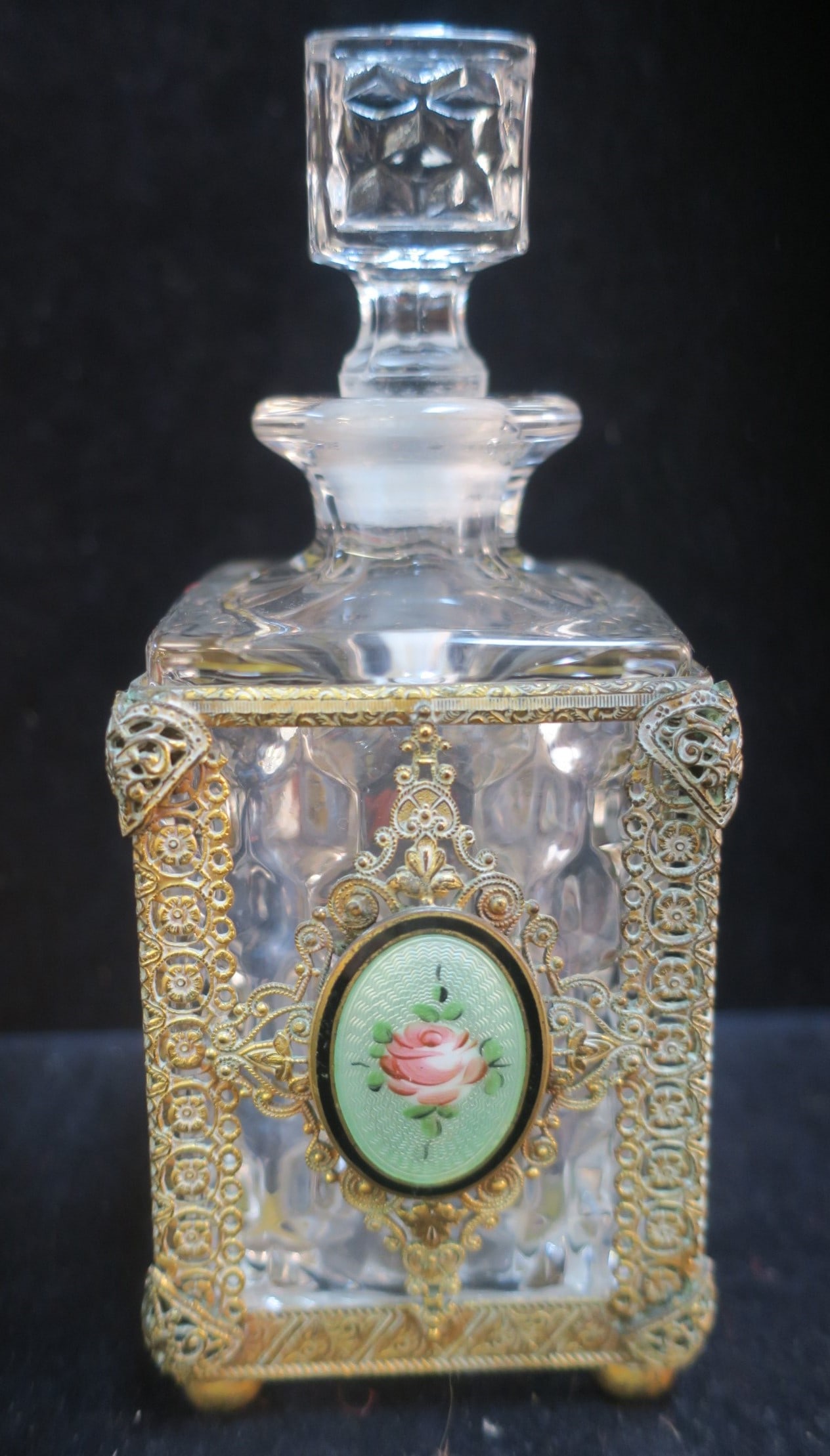 FOSTORIA American Small Cologne Bottle in Holder: (1 of 5)