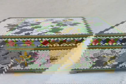 Chinese Cloisonné Jewelry Box: