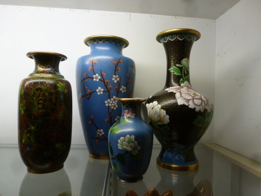 Four Vintage Chinese Cloisonné Vases: (1 of 6)