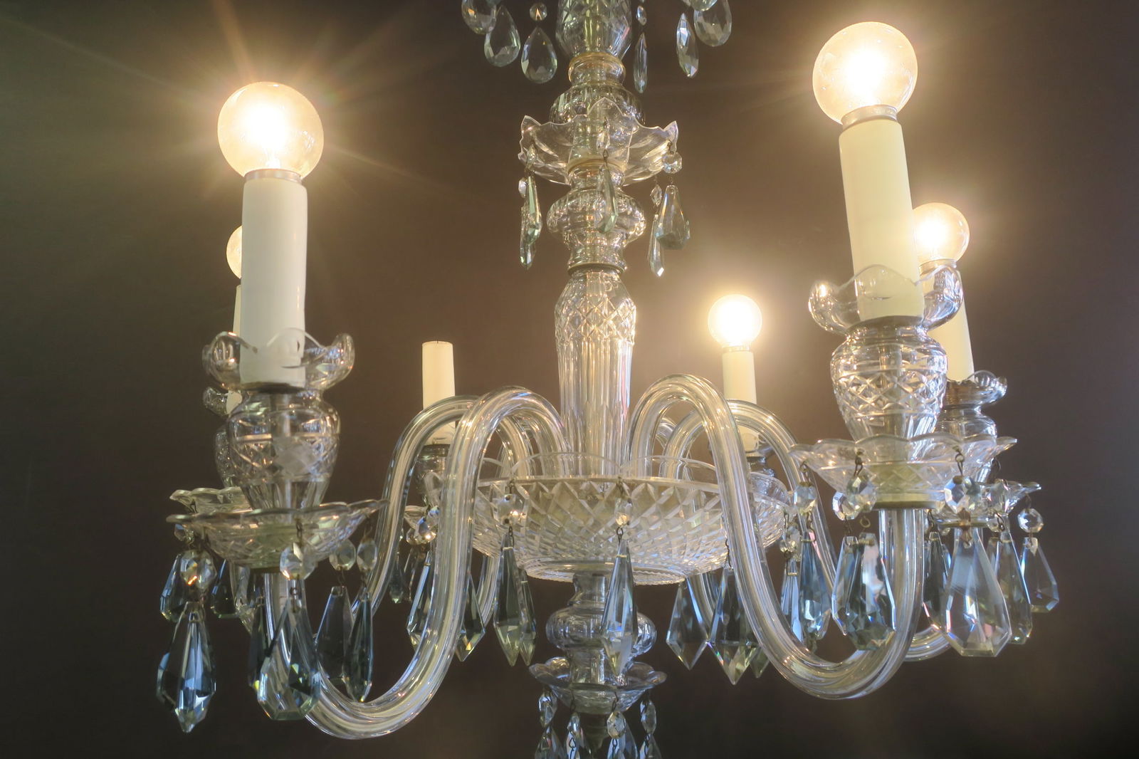 Six Arm Crystal Chandelier: (1 of 3)