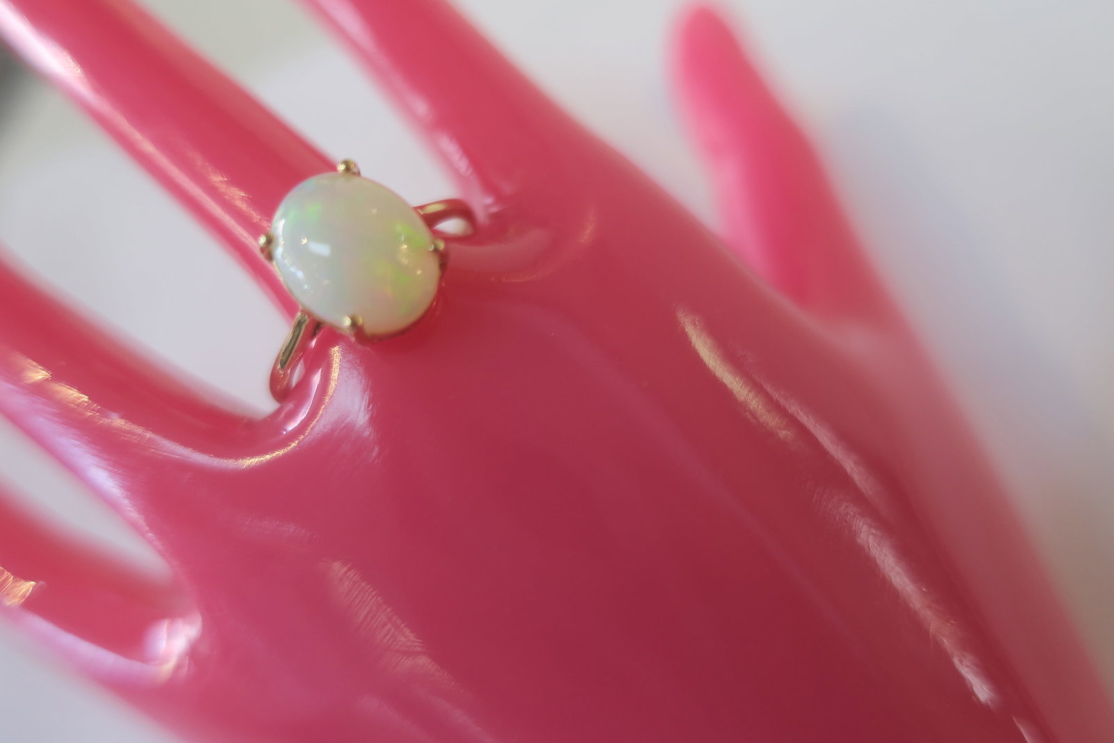LUXORO 10KT Yellow Gold Ethiopian Opal Ring:: LUXORO 10KT Yellow Gold Ethiopian Opal Ring: Prong Set Oval Cabochon Cut Stone AKA Well Opal. Includes AGI Jewelry Report Opal is 11X9. 2.04 Carat Weight 3A Color Grade. Size 7 3/4. (300-600)