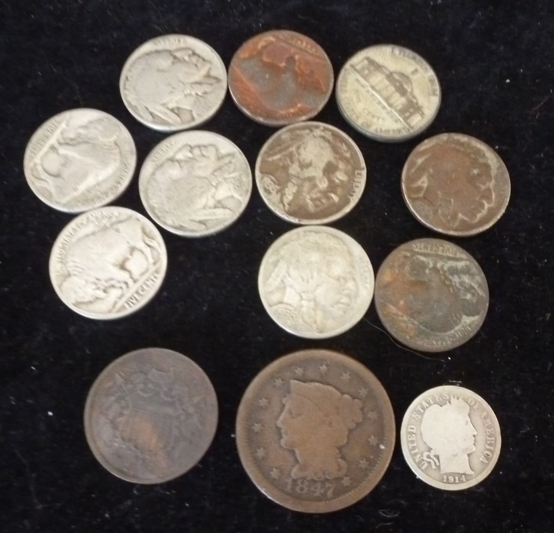 Vintage American Coinage; Barber Dime, 1 and 2 Cents: (1 of 3)