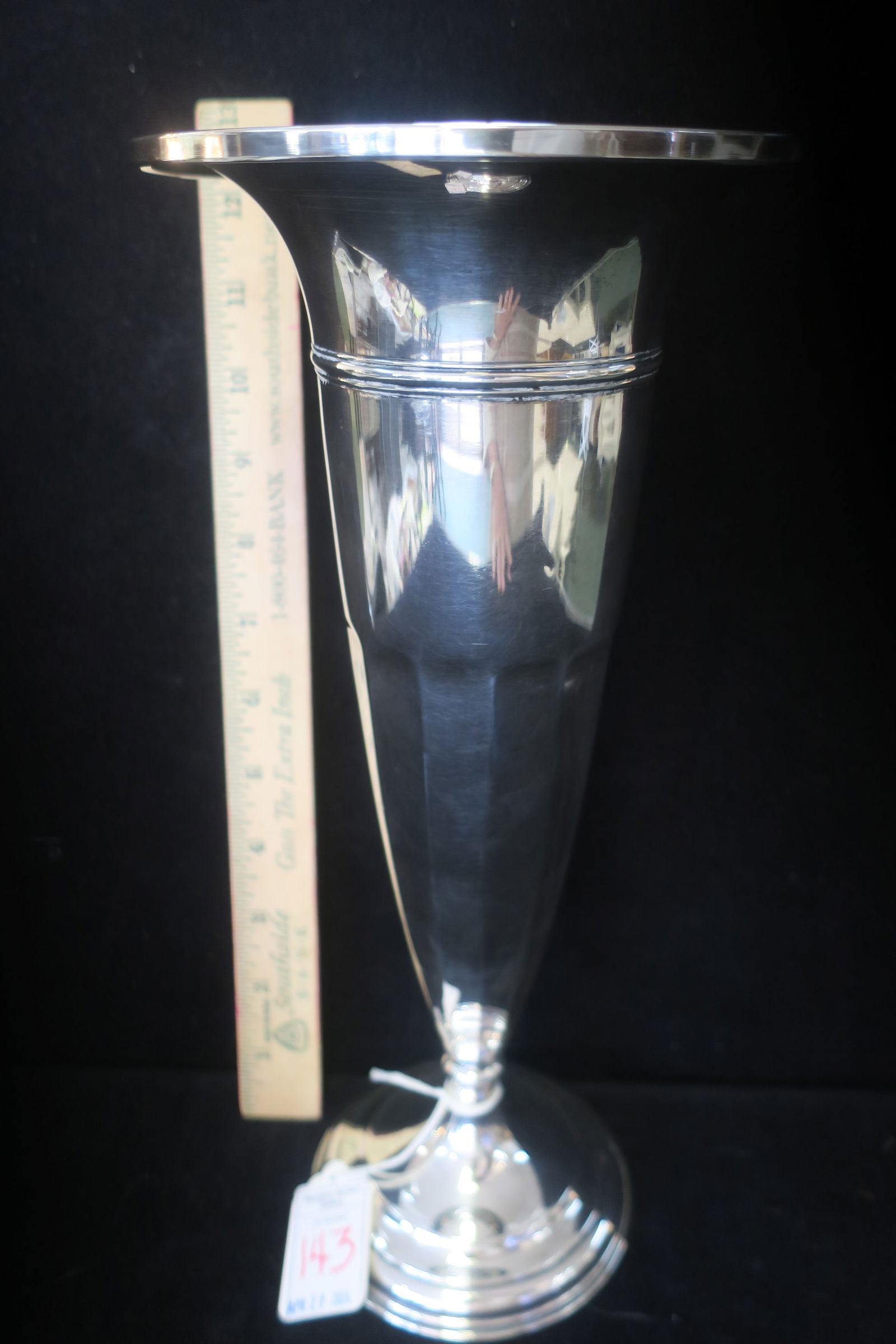 MATTHEWS CO. Large Sterling Silver Trumpet Vase: (1 of 4)