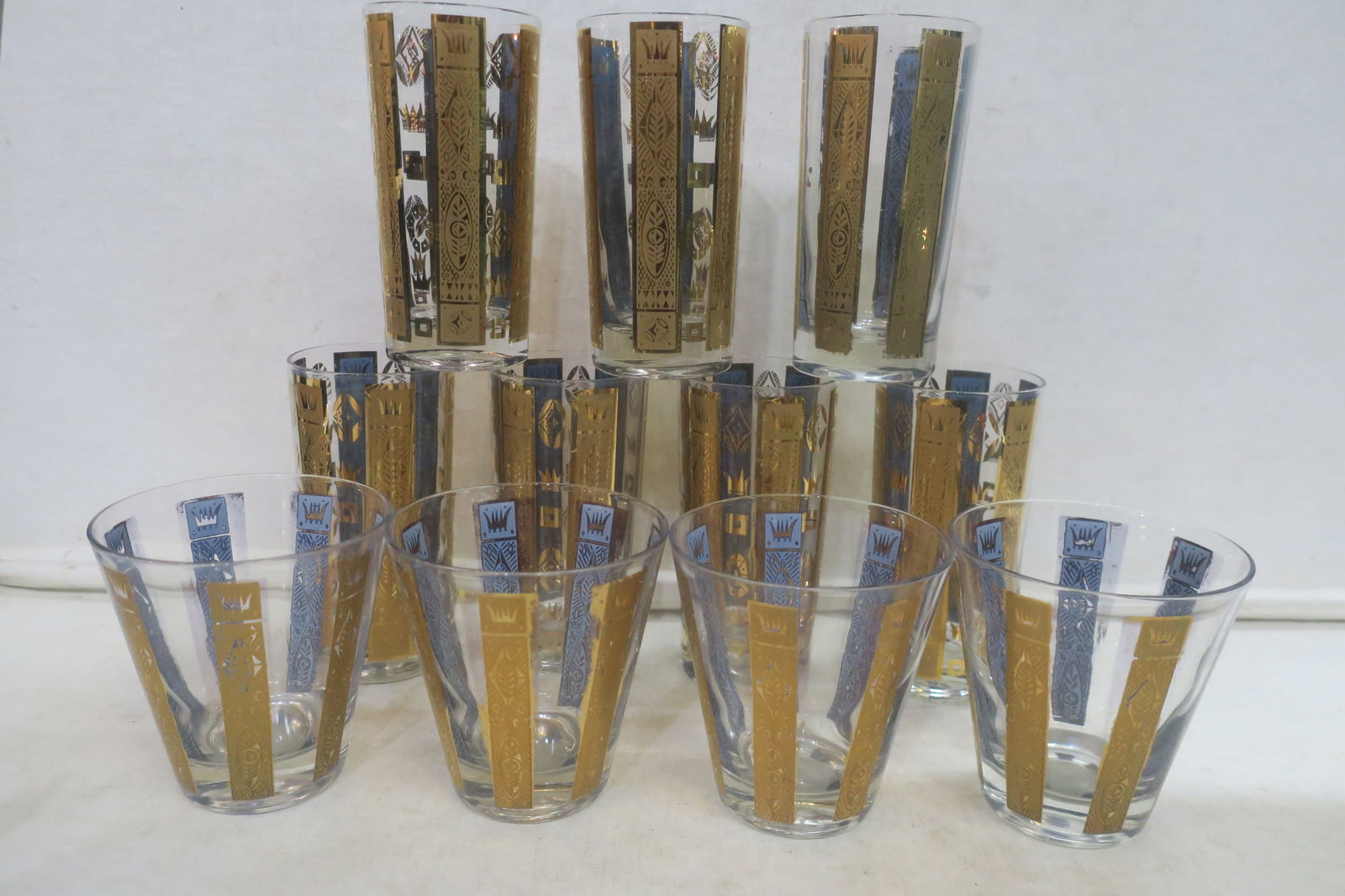 GEORGE BRIARD 22 KT Gold Pattern Mid-Century Glassware (1 of 3)