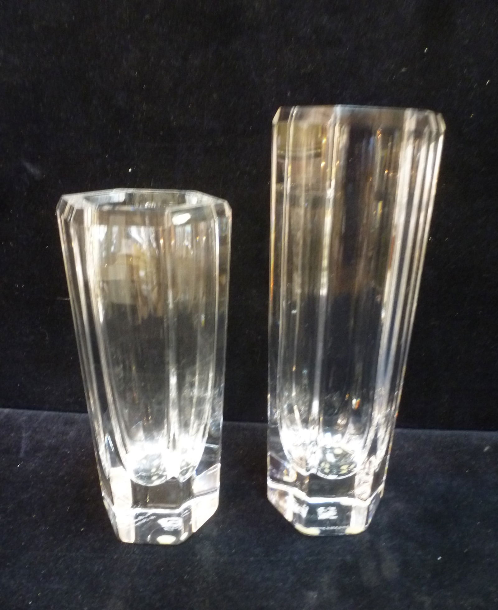 Two Matching KOSTA BODA HEAVY CRYSTAL Flower Vases: (1 of 4)