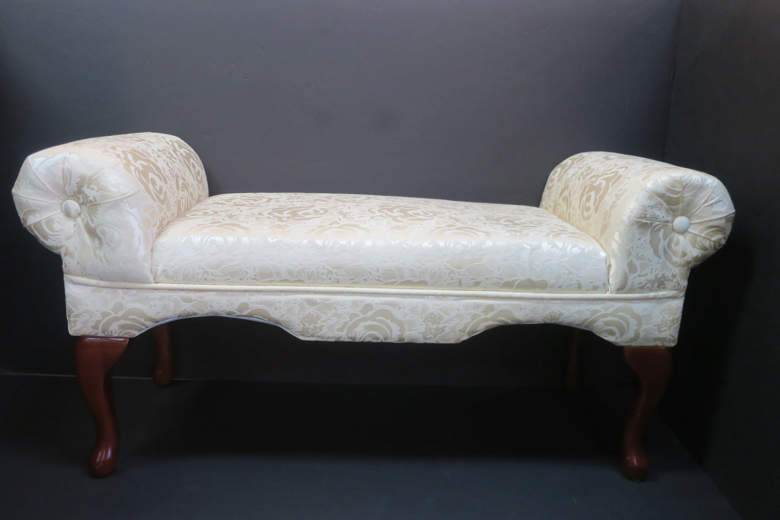 Queen Anne Style Upholstered Bench: (1 of 3)